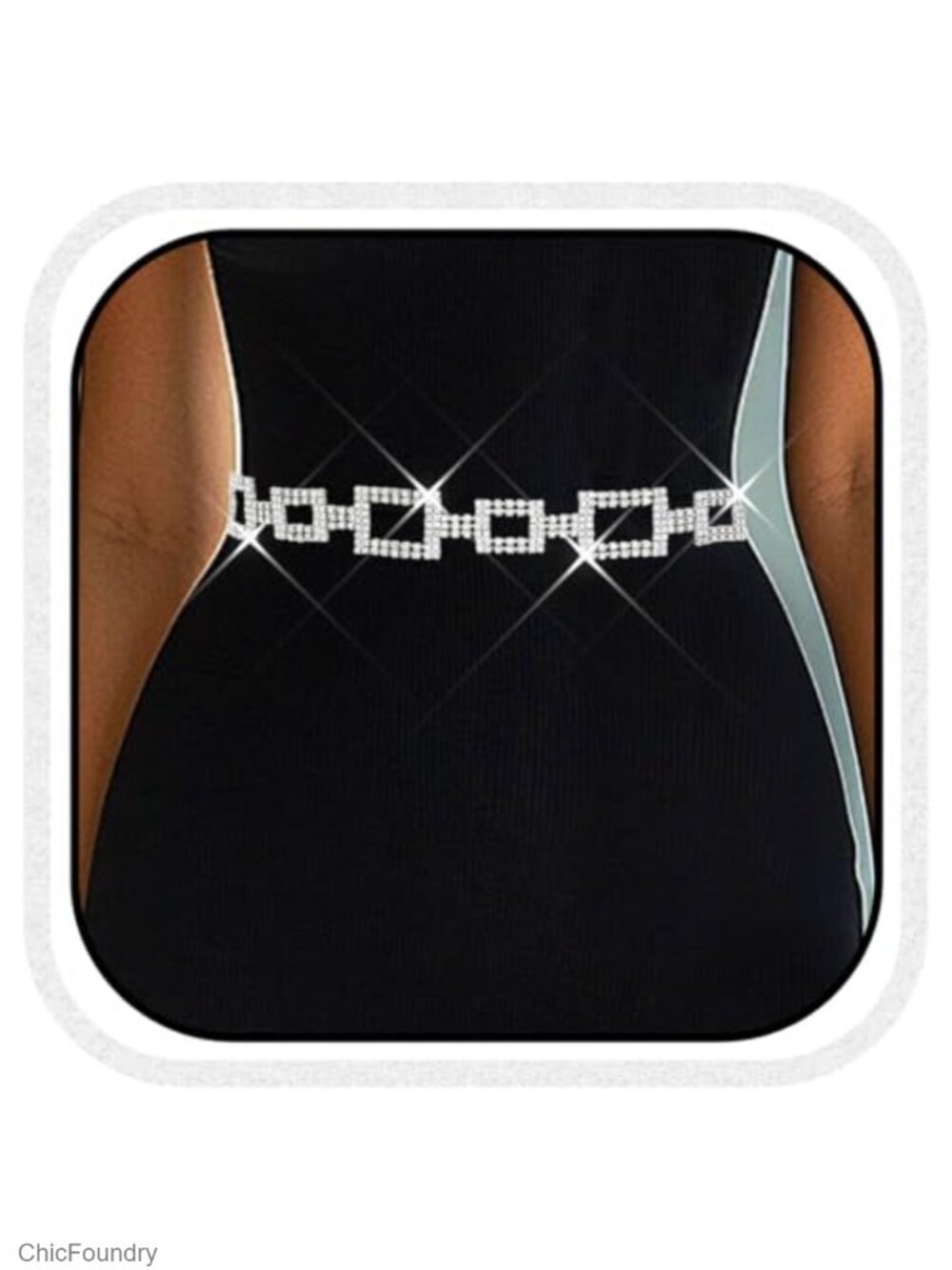 Silver Rhinestone Chain Belt Bling Waist Accessories for Women Dress